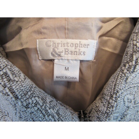 Christopher and Banks Full Zip Lined Brown/Cream Flower Print Blazer/Jkt Size M - Picture 3 of 4